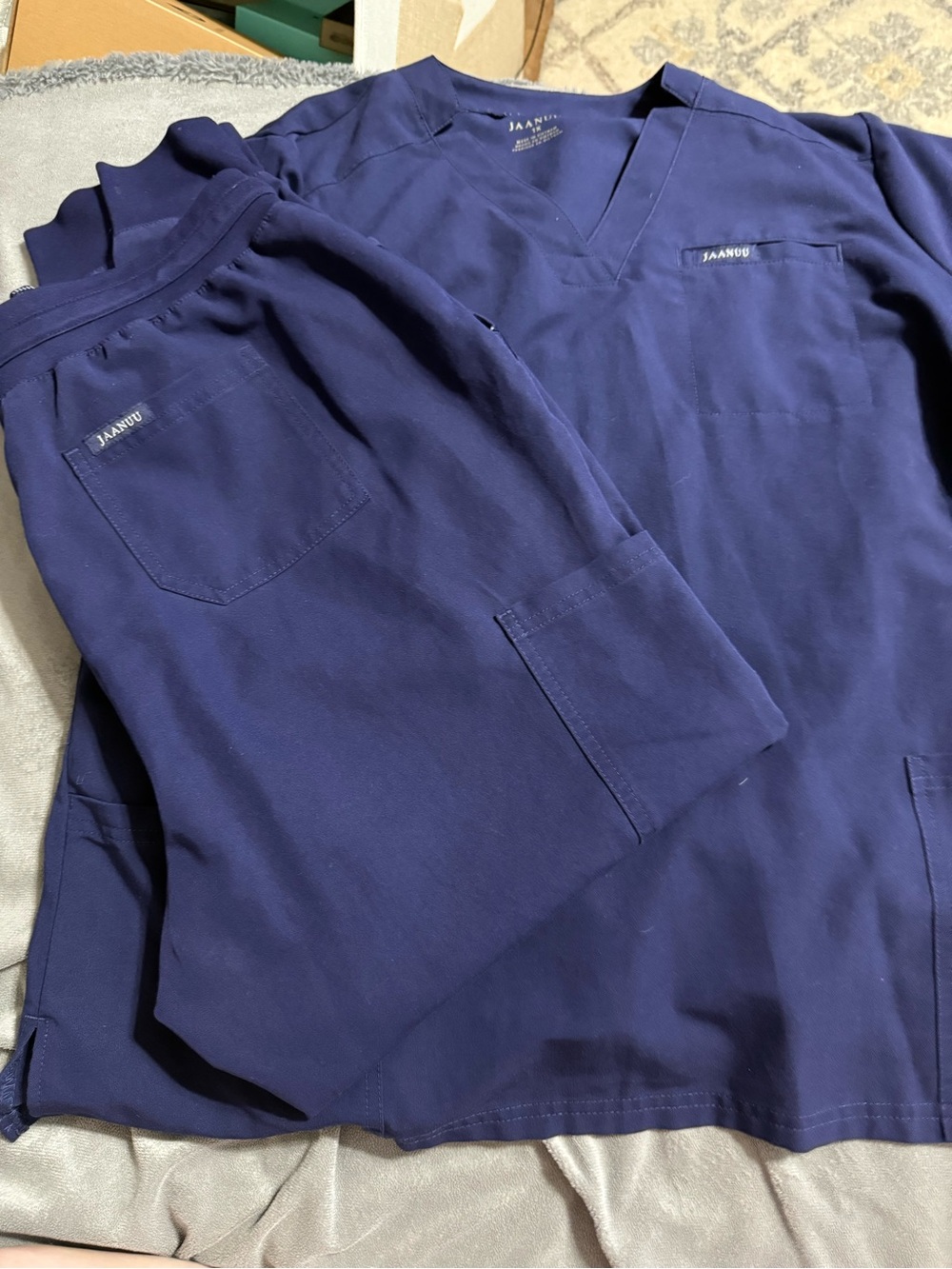 Women’s Jaanuu Navy Blue V-Neck Scrub Top and Pants